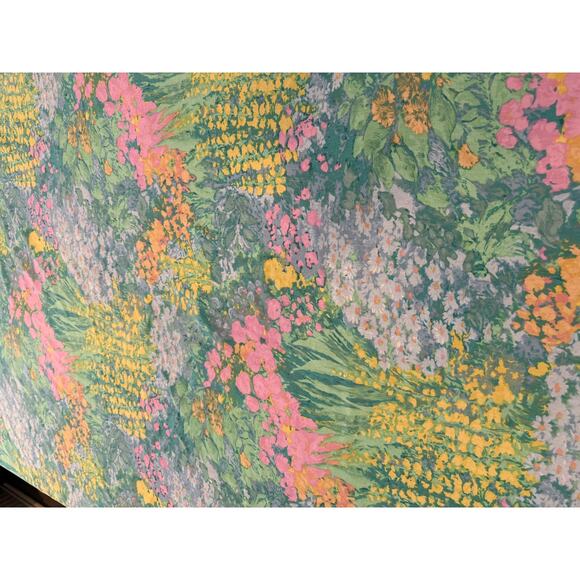 Vintage Pastel Floral Print Tablecloth Monet Palm Beach 60s Vibe - Picture 4 of 5